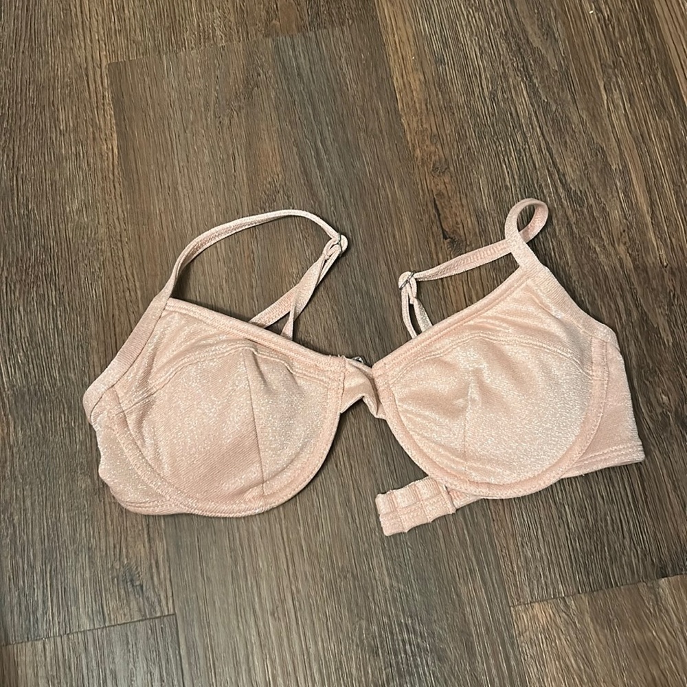 Nude pink sparkle bikini top